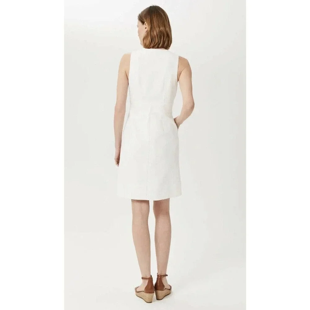 J Crew Ivory Jacquard Textured Zip Pocket Sleeveless Shift Dress Women’s Size M